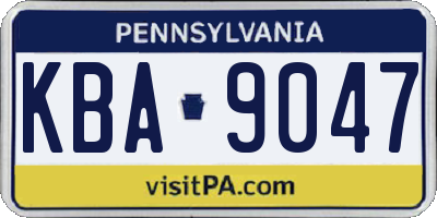 PA license plate KBA9047