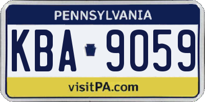 PA license plate KBA9059