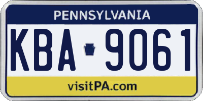 PA license plate KBA9061
