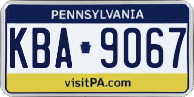 PA license plate KBA9067