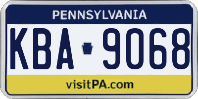 PA license plate KBA9068