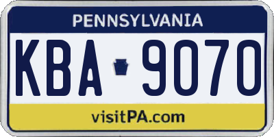 PA license plate KBA9070