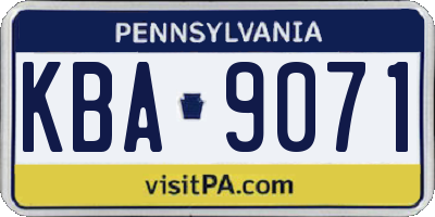 PA license plate KBA9071