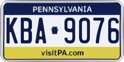 PA license plate KBA9076