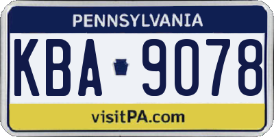 PA license plate KBA9078