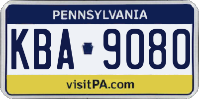 PA license plate KBA9080