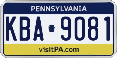 PA license plate KBA9081