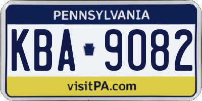 PA license plate KBA9082