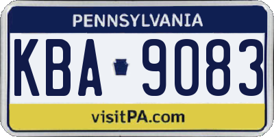 PA license plate KBA9083