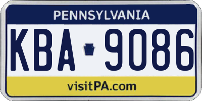 PA license plate KBA9086