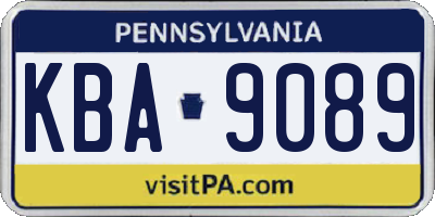 PA license plate KBA9089