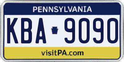 PA license plate KBA9090