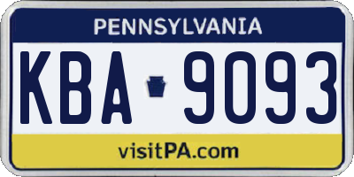 PA license plate KBA9093