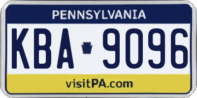 PA license plate KBA9096