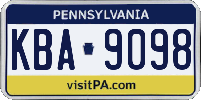 PA license plate KBA9098