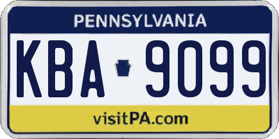 PA license plate KBA9099