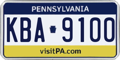 PA license plate KBA9100