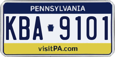 PA license plate KBA9101