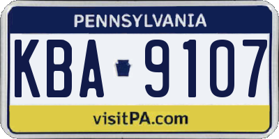 PA license plate KBA9107