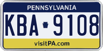 PA license plate KBA9108