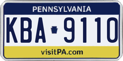 PA license plate KBA9110