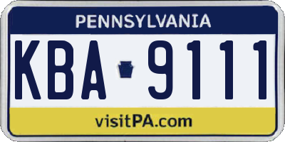 PA license plate KBA9111