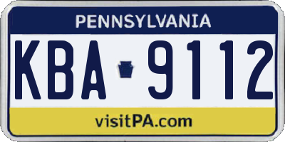 PA license plate KBA9112