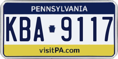 PA license plate KBA9117