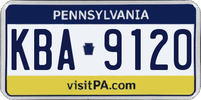 PA license plate KBA9120