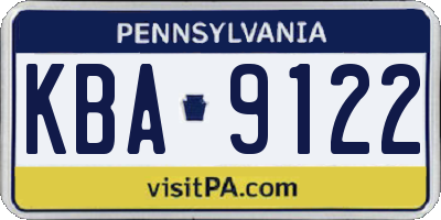 PA license plate KBA9122
