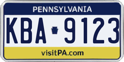 PA license plate KBA9123