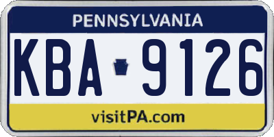 PA license plate KBA9126