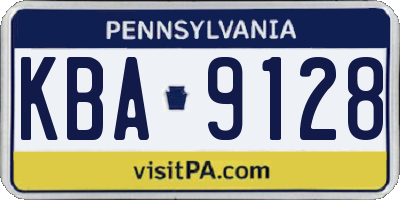 PA license plate KBA9128