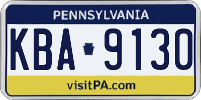 PA license plate KBA9130