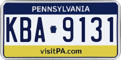 PA license plate KBA9131