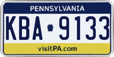 PA license plate KBA9133