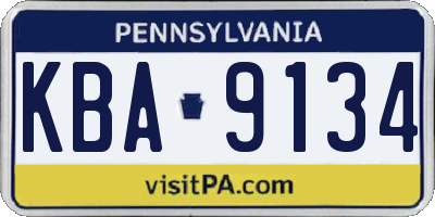 PA license plate KBA9134