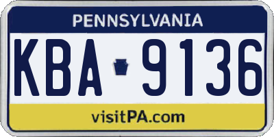 PA license plate KBA9136
