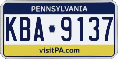 PA license plate KBA9137
