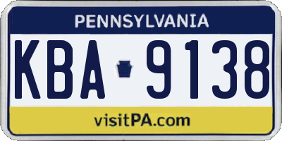 PA license plate KBA9138