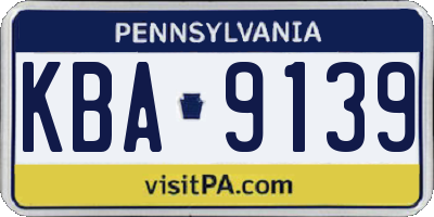 PA license plate KBA9139