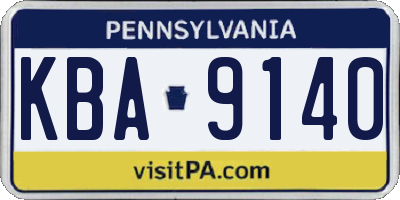 PA license plate KBA9140