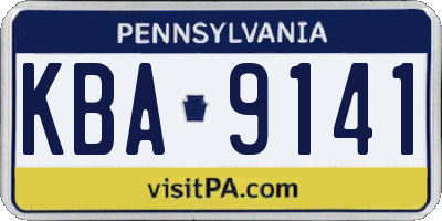 PA license plate KBA9141