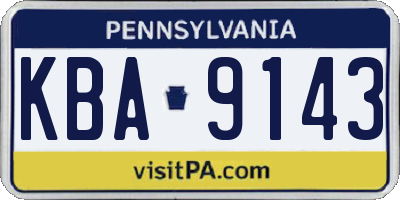 PA license plate KBA9143
