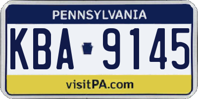 PA license plate KBA9145
