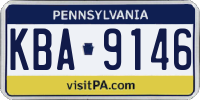 PA license plate KBA9146