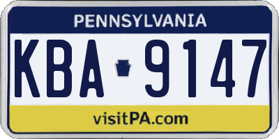 PA license plate KBA9147