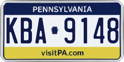 PA license plate KBA9148