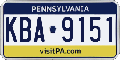 PA license plate KBA9151
