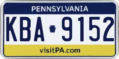 PA license plate KBA9152